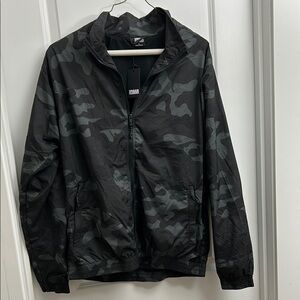 Men's Black Camo Windbreaker Jacket